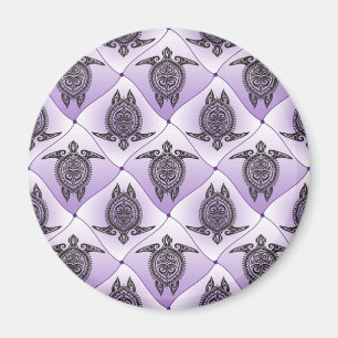 Shamanic Sea Turtles Pattern - violet Magnet