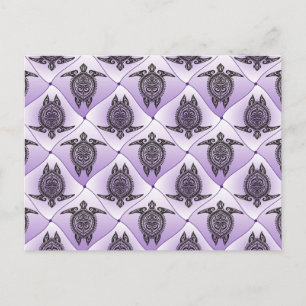 Shamanic Sea Turtles Pattern - violet Postcard