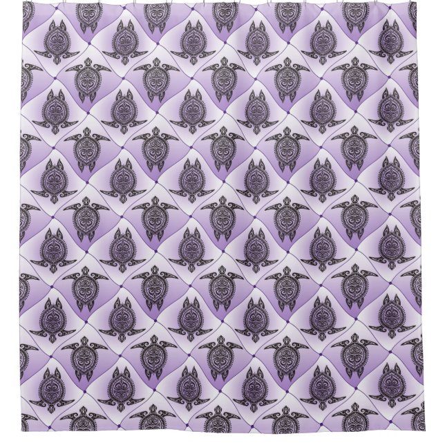 Shamanic Sea Turtles Pattern - violet Shower Curtain (Front)