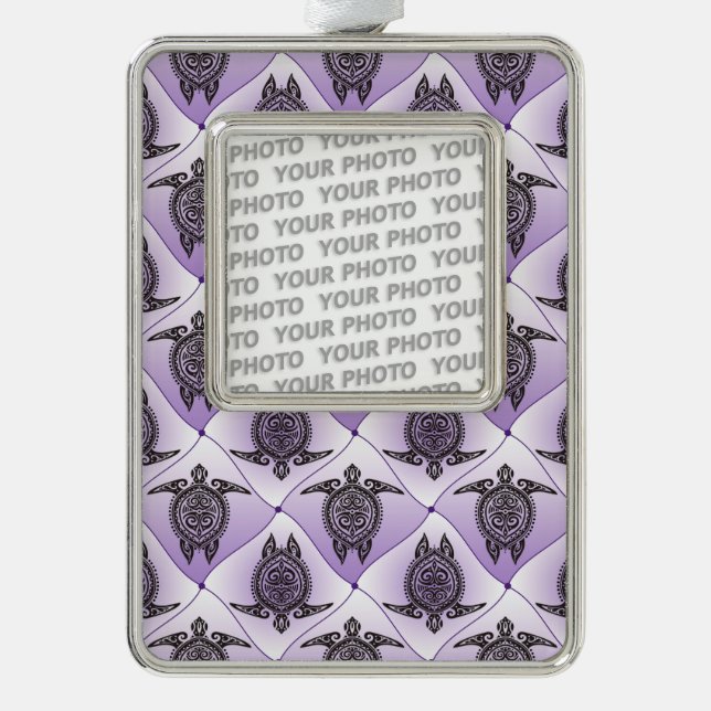 Shamanic Sea Turtles Pattern - violet Silver Plated Framed Ornament (Front)
