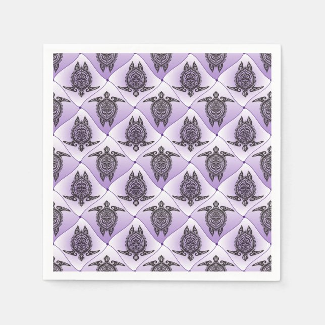Shamanic Sea Turtles Pattern - violet + your idea Napkin (Front)