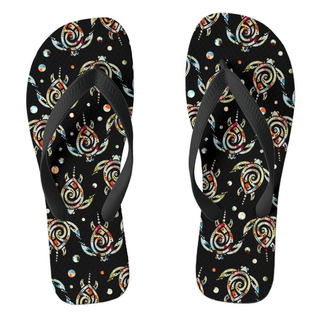 Shamanic Sea Turtles Pattern + your back. Thongs (Footbed)