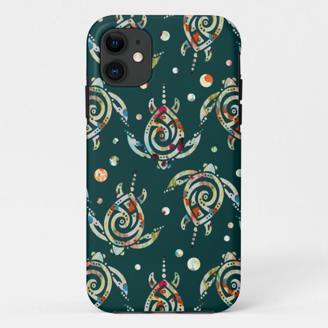 Shamanic Sea Turtles Pattern + your backgr. colour Case-Mate iPhone Case (Back)