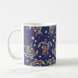 Shamanic Sea Turtles Pattern + your backgr. colour Coffee Mug