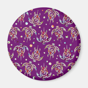 Shamanic Sea Turtles Pattern + your backgr. colour Magnet