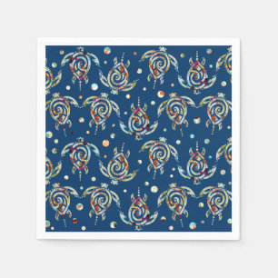 Shamanic Sea Turtles Pattern + your backgr. colour Napkin