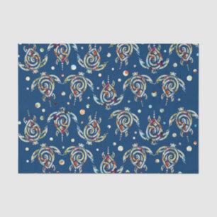 Shamanic Sea Turtles Pattern + your backgr. colour Tissue Paper