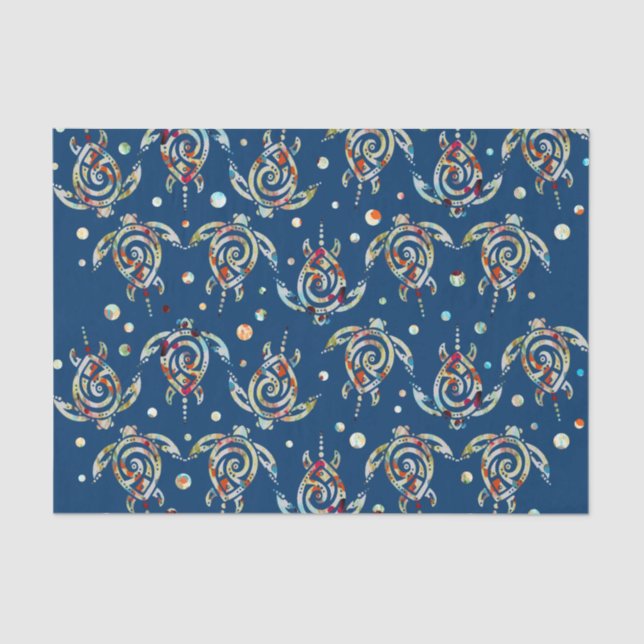 Shamanic Sea Turtles Pattern + your backgr. colour Tissue Paper (Front)