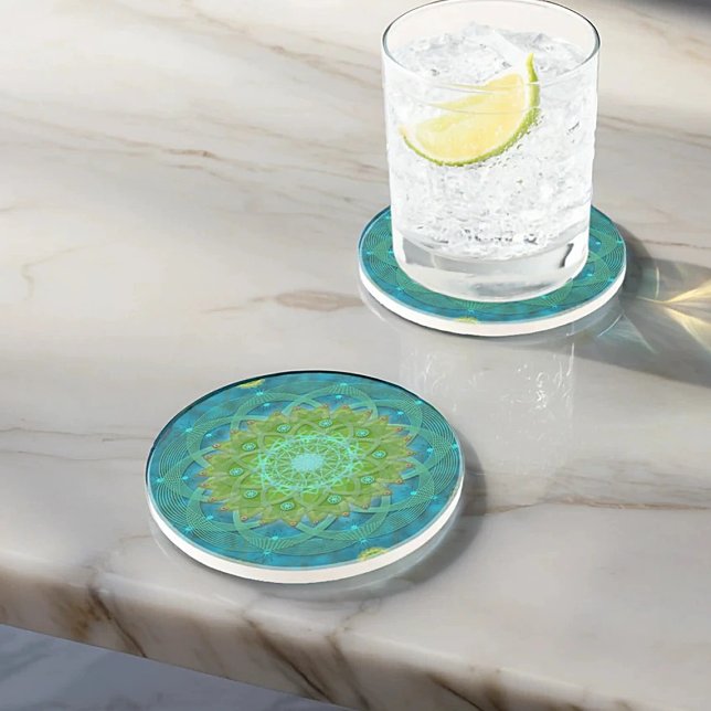 Shambala Tantric Nymphaea mandala art Coaster (Creator Uploaded)