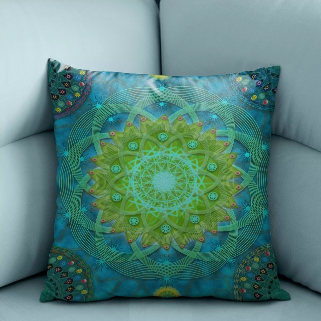 Shambala Tantric Nymphaea mandala art  Cushion (Creator Uploaded)