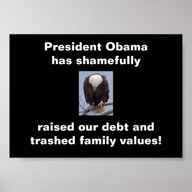Shame on President Obama  Bald Eagle Photo Poster (Front)