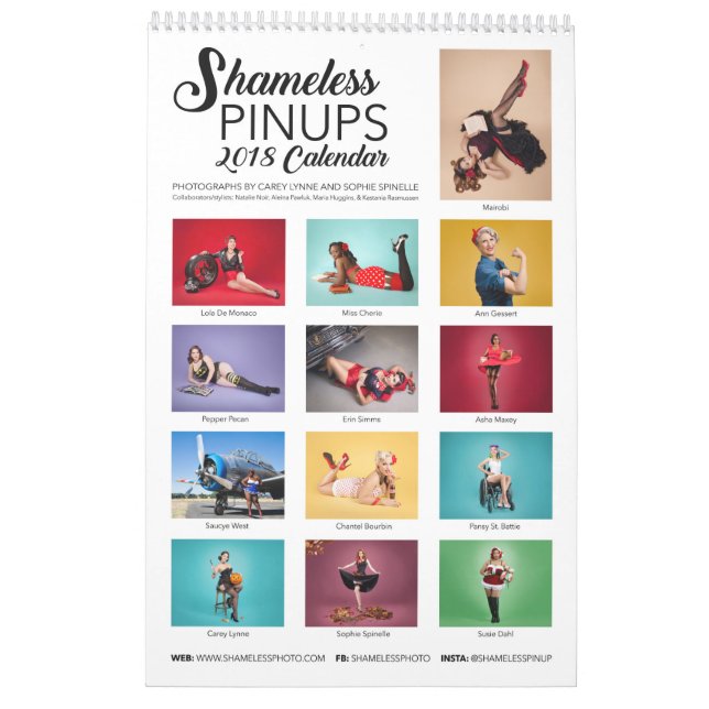 Shameless Pinups: 2018 Calendar (Back)
