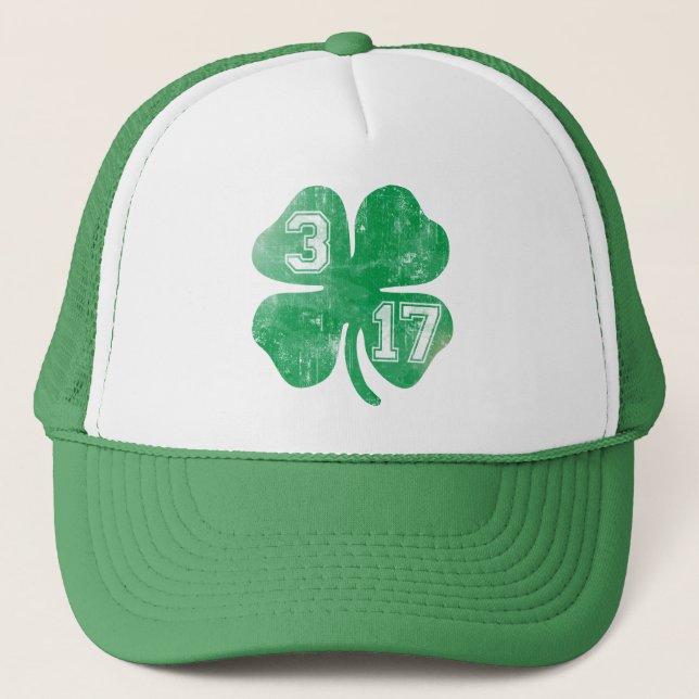 Shamrock 3/17 St Patricks Day Trucker Hat (Front)