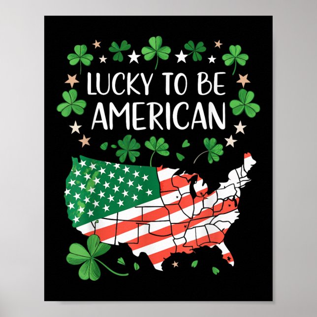 Shamrock American Clover Flag Map  Poster (Front)