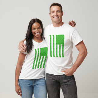 Shamrock  American Flag Square St Patricks Day T-Shirt