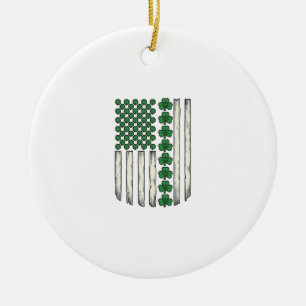 Shamrock American Flag Vintage Vector Design_1 Ceramic Ornament