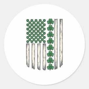 Shamrock American Flag Vintage Vector Design_1 Classic Round Sticker