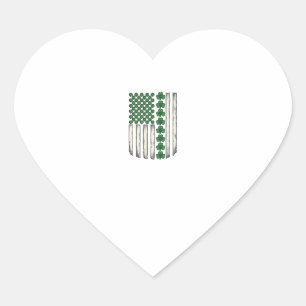 Shamrock American Flag Vintage Vector Design_1 Heart Sticker