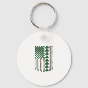 Shamrock American Flag Vintage Vector Design_1 Key Ring