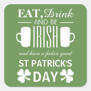 Shamrock and Beer Irish St Patrick's Day Square Sticker