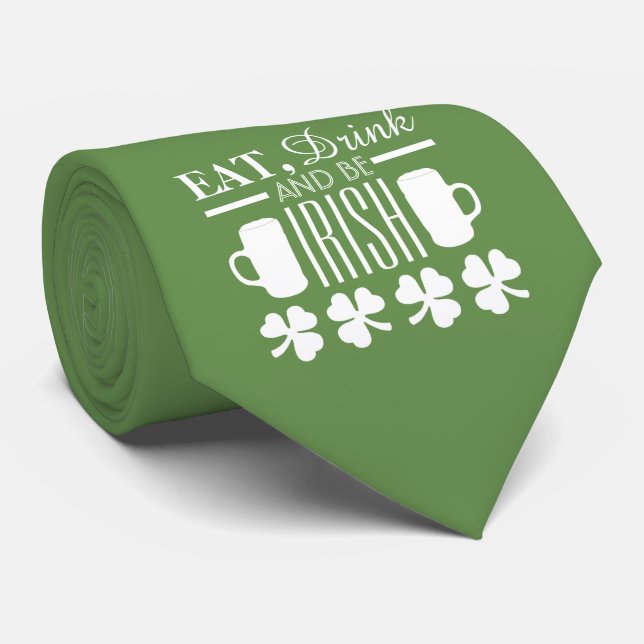 Shamrock and Beer Tie (Rolled)