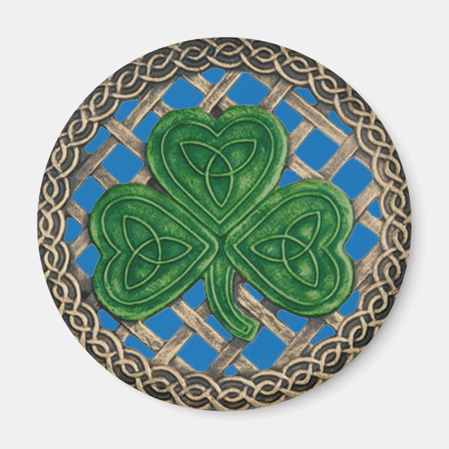 Shamrock And Celtic Knots Magnet Blue (Front)