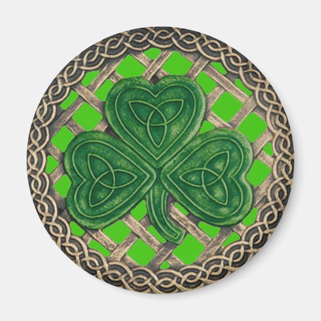 Shamrock And Celtic Knots Magnet Green (Front)