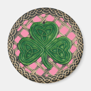 Shamrock And Celtic Knots Magnet Pink
