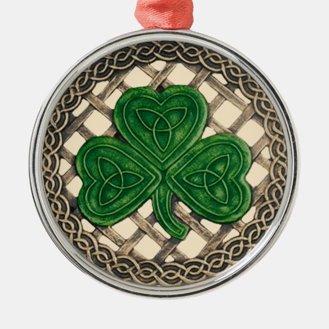 Shamrock And Celtic Knots Ornament  Beige (Front)