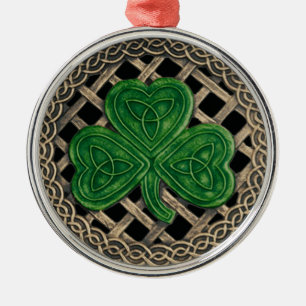 Shamrock And Celtic Knots Ornament Black