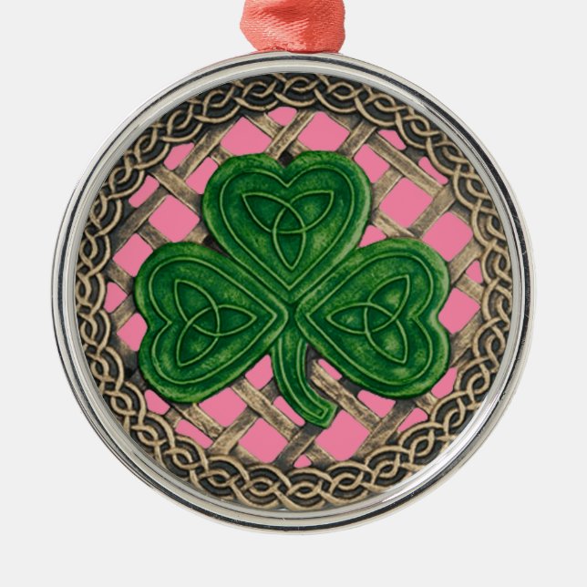 Shamrock And Celtic Knots Ornament  Pink (Front)