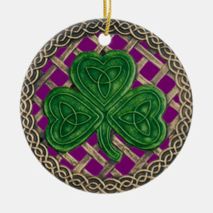Shamrock And Celtic Knots Ornament  Purple