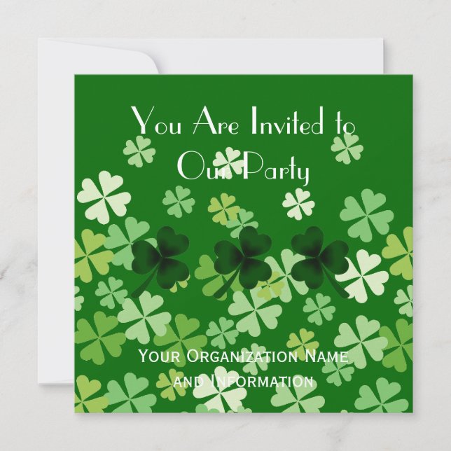 Shamrock and Four Leaf Clovers Invitation (Front)