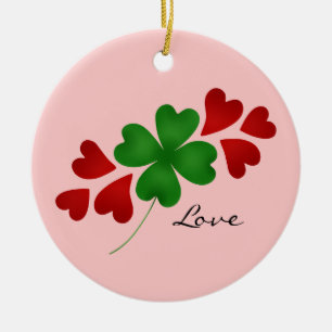 Shamrock and hearts ceramic tree decoration