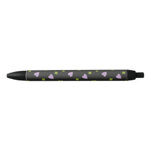 Shamrock and Hearts Pattern Black Ink Pen