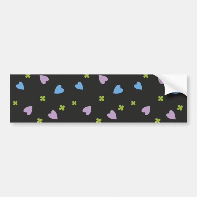 Shamrock and Hearts Pattern Bumper Sticker (Front)
