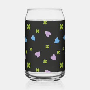Shamrock and Hearts Pattern Can Glass