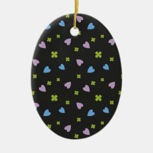 Shamrock and Hearts Pattern Ceramic Tree Decoration