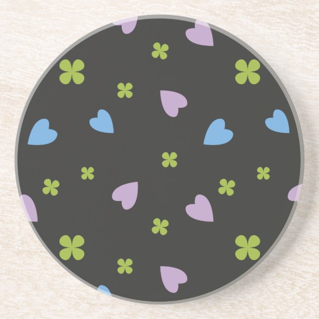 Shamrock and Hearts Pattern Coaster (Front)