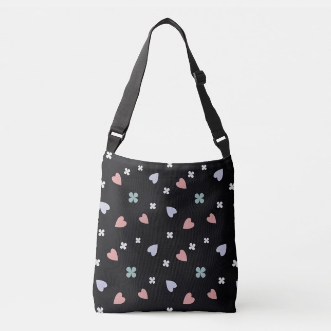Shamrock and Hearts Pattern Crossbody Bag (Front)