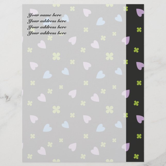 Shamrock and Hearts Pattern Customised Letterhead (Front)