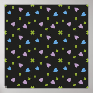 Shamrock and Hearts Pattern Poster