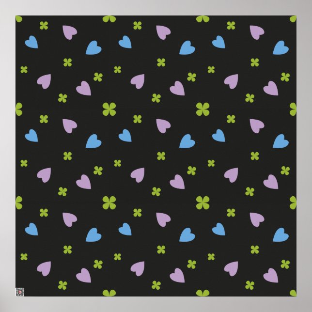 Shamrock and Hearts Pattern Poster (Front)