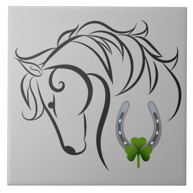Shamrock and Horseshoe Ceramic Tile (Front)