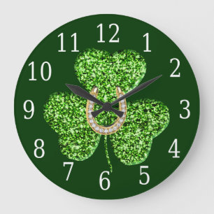 Shamrock And Horseshoe Clock