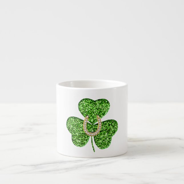Shamrock And Horseshoe Espresso Mug (Front)