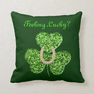 Shamrock And Horseshoe Throw Pillow