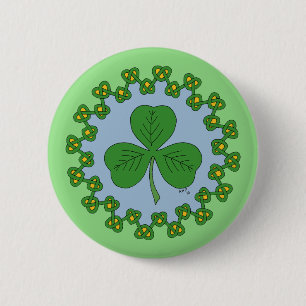 Shamrock and Knotwork 6 Cm Round Badge