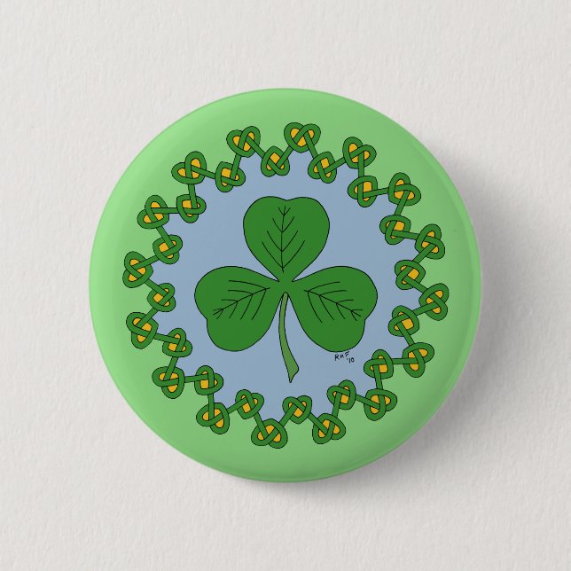 Shamrock and Knotwork 6 Cm Round Badge (Front)