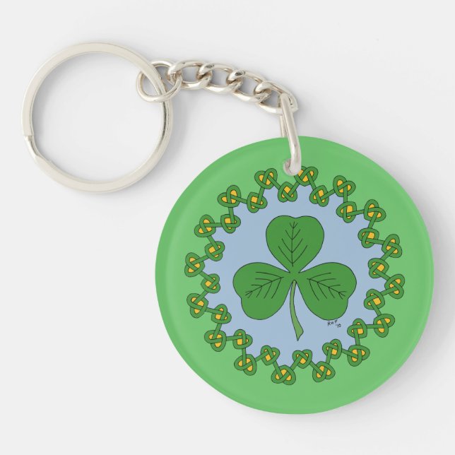 Shamrock and Knotwork Key Ring (Front)